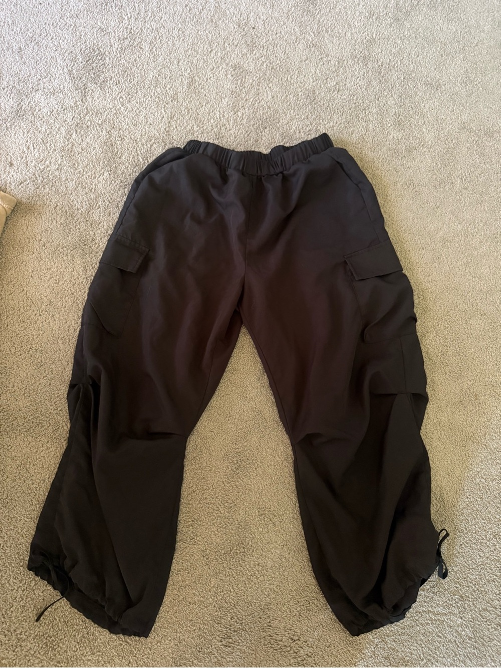 Amazon Women's Black Cargo Jogger Pants with Drawstring Hem